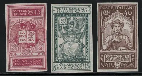1921 Italien, Königreich, # 116f/118f, Dante Alighieri, nicht gezahnt, postfrisch **