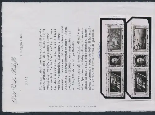 1933 Italien, Luftpost # 51 Da/52, Borg Tripttici con Varieté Cuffo, MNH **