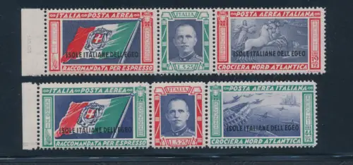 1933 ÄGÄIS, Luftpost, Tripttici Balbo 28/29 MNH ** Signatur Bolaffi + Zertifikat
