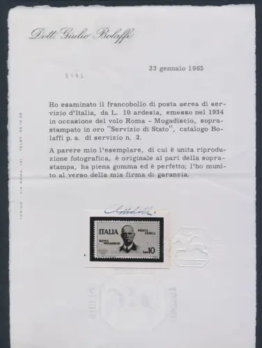 1934 Italien, Königreich, Flugdienst 10 Lire Schiefer Coroncina, postfrisch **