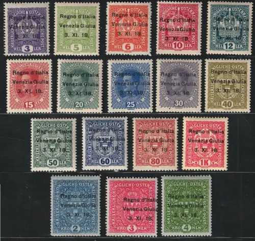 1918 Venezia Giulia, Briefmarken Österreich Aufgedruckt # 1/17, postfrisch**