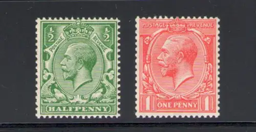 1913 GROSSBRITANNIEN, Bildnis König Georg V., # 157-158 Unified, 397-398 S.G. MNH**