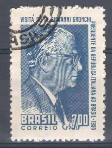 1958 Brasilien Italienisch-Brasilianische Freundschaft Gemeinsame Ausgabe 1 Val. Gebraucht mit offiziellem Stempel
