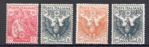1915-16 Italien, Königreich, Nr. 102-05, Rotes Kreuz, postfrisch **