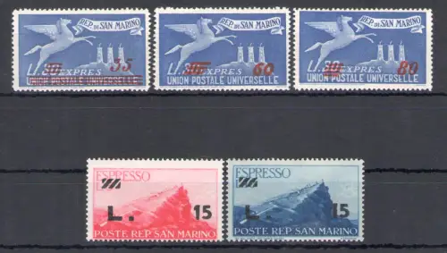 1947-48 San Marino, Espressi # 16-20, 5 Werte, postfrisch **