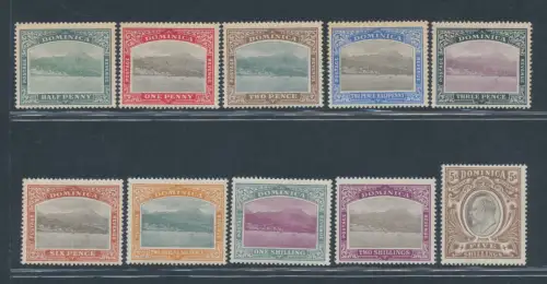 1903-07 Dominica, Stanley Gibbons n. 27/36, Serie mit 10 Werten, MH*