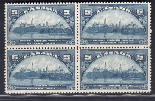 1933 Kanada - SG 329 - 5 Cent. blue MNH** - Viererblock