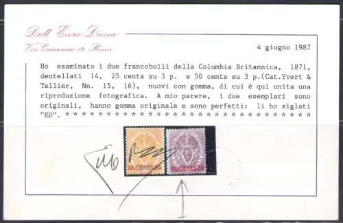 1860 British Columbia - SG 31-32 gezackt 14, MH*