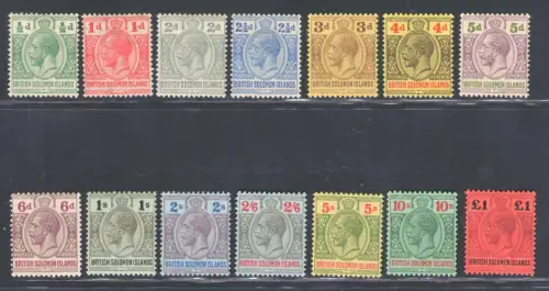 1914-23 Britische Salomonen - Stanley Gibbons Nr. 22/38 - MH*