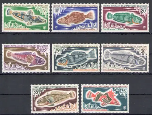 1971-72 TAAF FRANZÖSISCHE ANTARKTIS, Fische, Yvert-Katalog Nr. 34/38 + 43/45, postfrisch**