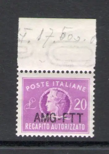 1954 TRIEST A - Autorisierte Zustellung - Neuer Aufdruck Nr. 5A - Hoher Rand