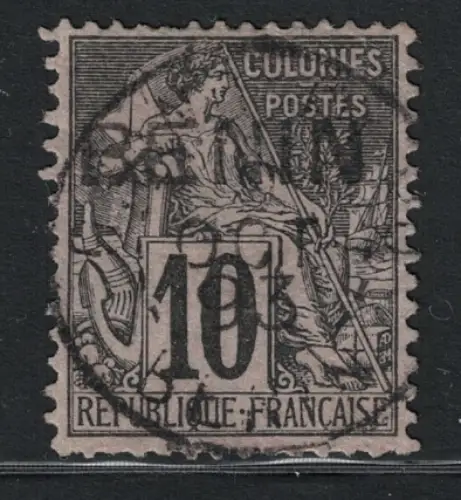 1892 Benin, 10 Cent schwarz und lila #5, gebraucht