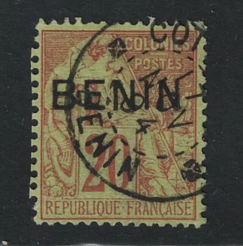 1892 Benin, 20 Cent Bistro grün #7, gebraucht
