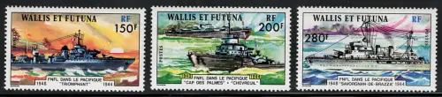 1978 Wallis et Futuna, Yvert Posta # 210/12, Französische Kriegsschiffe, postfrisch **
