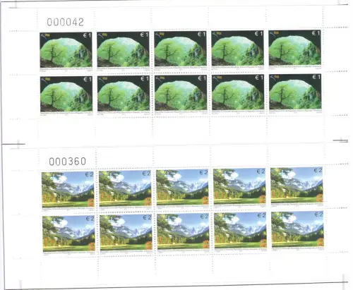 2011 EUROPA CEPT Kosovo 2 Miniblätter mit 10 Werten, Die Wälder postfrisch **