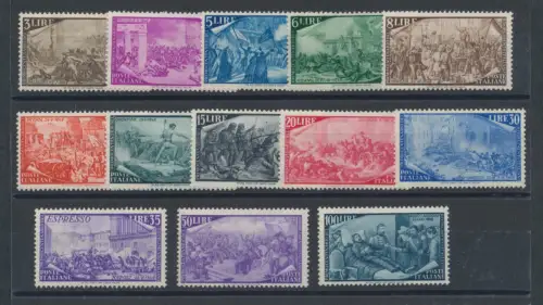 1948 Italien - Republik, Hundertjahrfeier des Risorgimento, 13 Werte, Nr. 580-91+ Espresso 32, postfrisch**