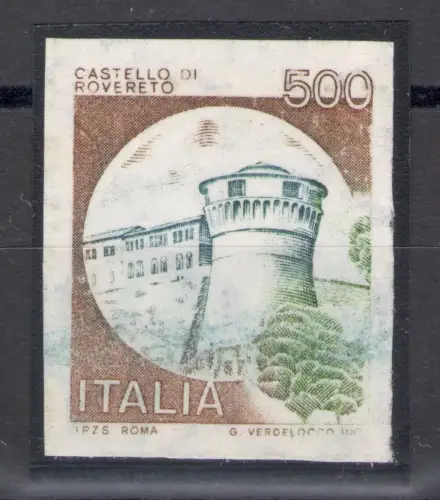 1980 REPUBLIK Castelli 500 Lire UNGEZÄHNT Nr. 1139 Ef MNH ** Erweiterte Signatur Raybaudi