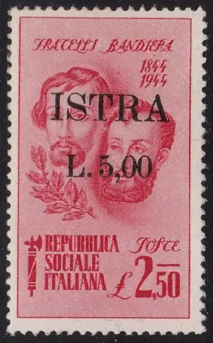 1945 ISTRIEN; Nr. 33 - 5 Lire auf 2,50 Karmin - postfrisch **