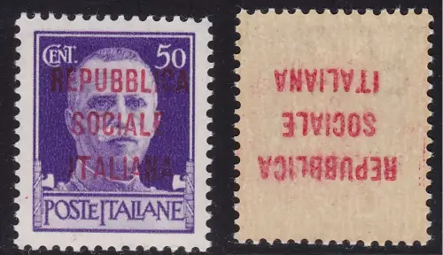 1944 ITALIENISCHE SOZIALE REPUBLIK, Nr. 493ta 50c. violett MNH/**