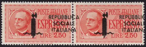 1944 Italienische Sozialrepubblica, Espressi Lire 2,50 Tiratura di Roma n. 22gab+gaa Zertifikat Blond