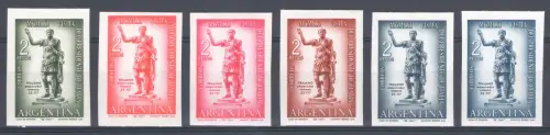 1961 Argentinien - Druckprobe - Besuch des Präsidenten Gronchi Gemeinsame Ausgabe - 6 Werte - MNH ** - Nicht gezahnt