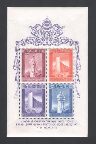 1958 Vatikan, Brüsseler Ausstellungsbogen - Blatt Nr. 2 - postfrisch **