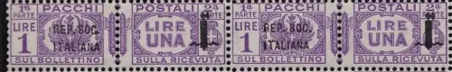 1944 Italienische Sozialrepubblica, Postpaket Nr. 42a+42 1 Lira lila MNH/** PAARWEISE