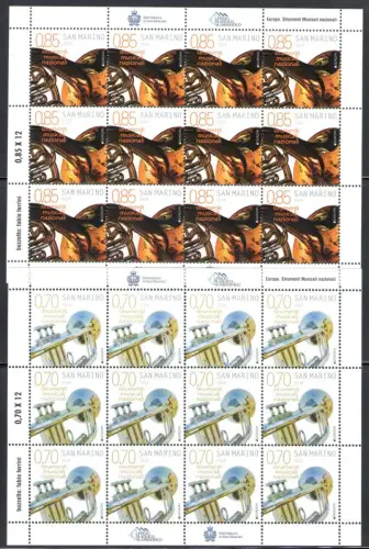 2014 EUROPA CEPT San Marino 2 Miniblätter von 12 Val Musikinstrumente MNH **
