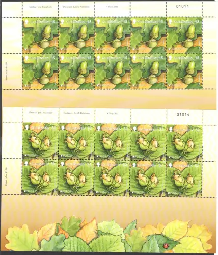 2011 EUROPA CEPT Guernsey 2 Miniblätter mit 10 Werten, Die Wälder, postfrisch **