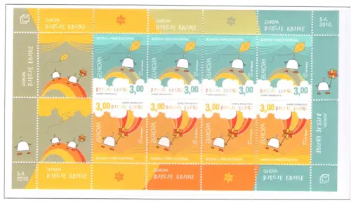 2010 EUROPA CEPT Bosnien Herzegowien Kroatien, 1 Kleinbogen mit 4 Serien Kinderbücher postfrisch **