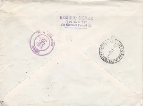 1954 TRIEST Einschreiben in die USA