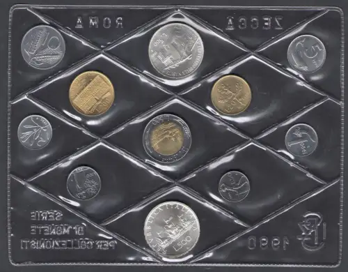 1990 Italien, Divisionsmünze kompletter Jahrgang, FDC