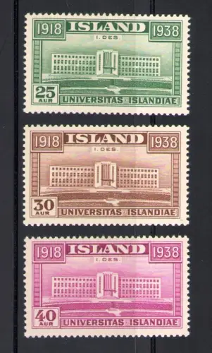 1938 ISLAND, 20. Ann. Selbstverwaltung, Nr. 168-170, postfrisch **