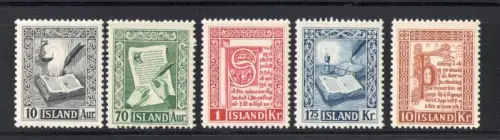 1953 ISLAND, Manuskripte Bibliothek Reykjavik, 5 Werte Nr. 245-249 postfrisch **
