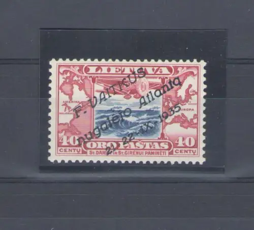 1935 Litauen - Luftpost - Nr. A94 - Flug Flug New York Kaunas - Diagonaler Aufdruck - F. Vaitkus - MLH*