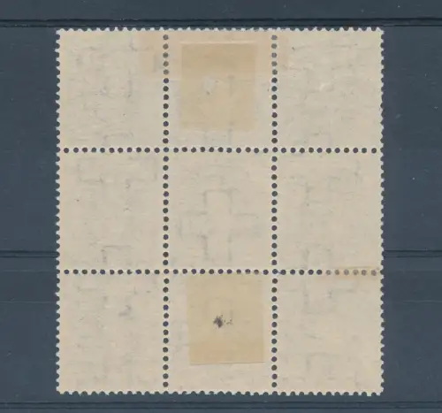 1907 SCHWEIZ - Schweiz in Füßen - 40 Cent grau, gezackt 11 1/2 x 11, 9er Block mit Briefmarke ohne Diadem, Ohne Diadem postfrisch**