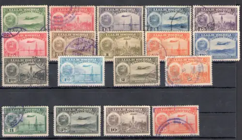 1938 Venezuela - Luftpost - Yvert Nr. 79/96 - Ordentliche Serie - 18 Werte - Gebraucht