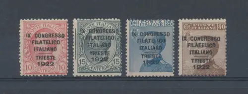 1922 Italien - Königreich, 9. Italienischer Philatelistischer Kongress Nr. 123/126 (mit 124b) - Triest - MNH** - Raybaudi Zertifikat