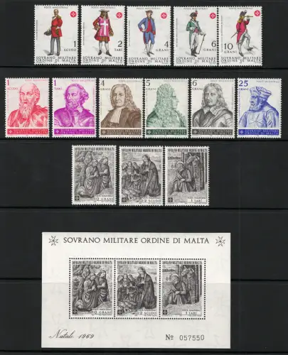 1969 Smom, kompletter Jahrgang, 14 Werte + 1 Bogen - postfrisch **