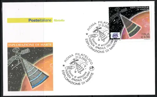 2005 ITALIEN, Rosa Mars auf Umschlag, Schriftzug Asi in Rosa, FDC