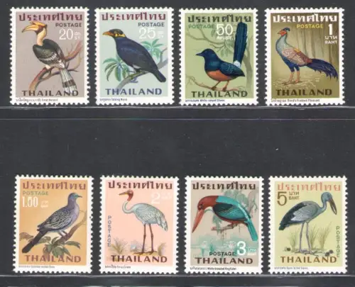1967 Thailand, Vögel, Stanley Gibbons Nr. 562-569, postfrisch**