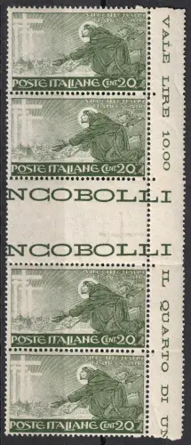 1926 Italien, Königreich, # 192, 20 Cent grün, Gruppeninterraum, postfrisch **