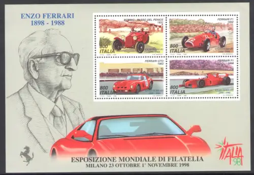 1998 Italien - Republik, Ferrari-Tag - Blatt Nr. 20 - postfrisch **