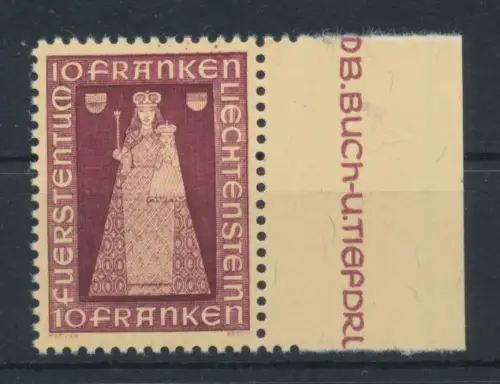 1941 Liechtenstein - Nr. 172, Madonna di Dux, postfrisch** - Bogenrand