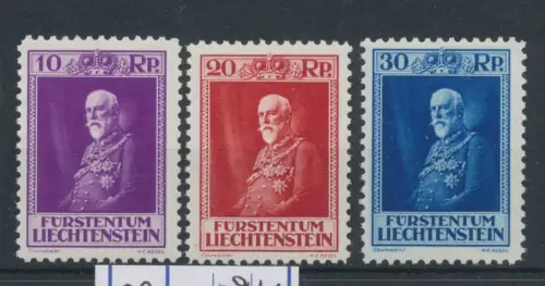 1933 Liechtenstein - Nr. 114/116, 80. Geburtstag von Prinz Franziskus, 3 Werte postfrisch**