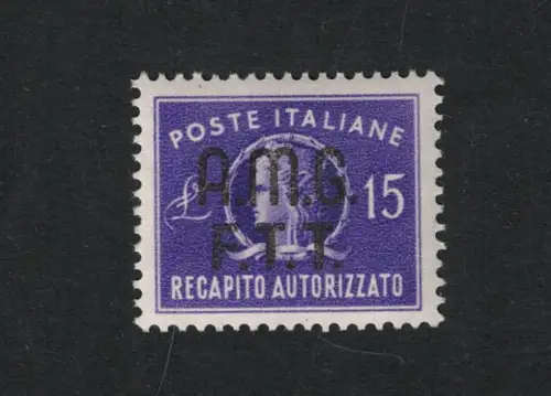 1949 TRIEST A - Autorisierte Lieferung 15 Lire lila # 3, postfrisch **
