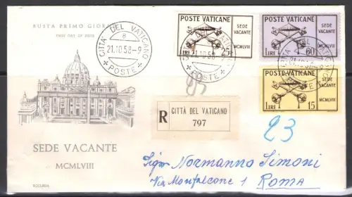1958 Vatikan, Sitz frei - 21.10.1958, Einschreiben