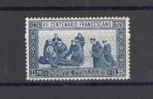 1926 Italien, Tod San Francesco, # 196 Zertifikat Philatelie De Simoni, postfrisch **