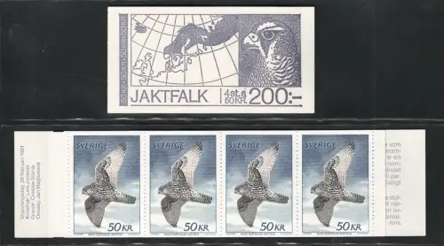 1981 Schweden, Booklet L1122, Falco Rusticolus, 4 Werte, postfrisch**