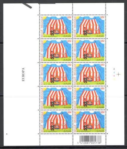 2002 EUROPA CEPT Belgien Nr. 1 Kleinbogen - postfrisch **